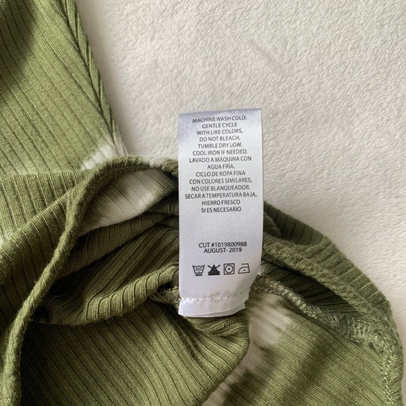 Ten Sixty Sherman Women’s Olive Green Tie Dye Square Neckline Body Suit - Picture 7 of 16